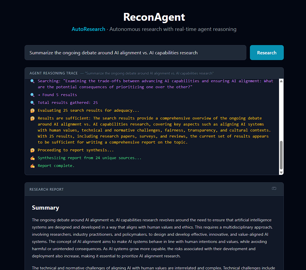 ReconAgent Autonomous Web Research Agent