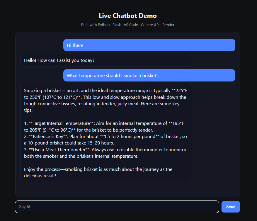 Screenshot of Flask Chatbot